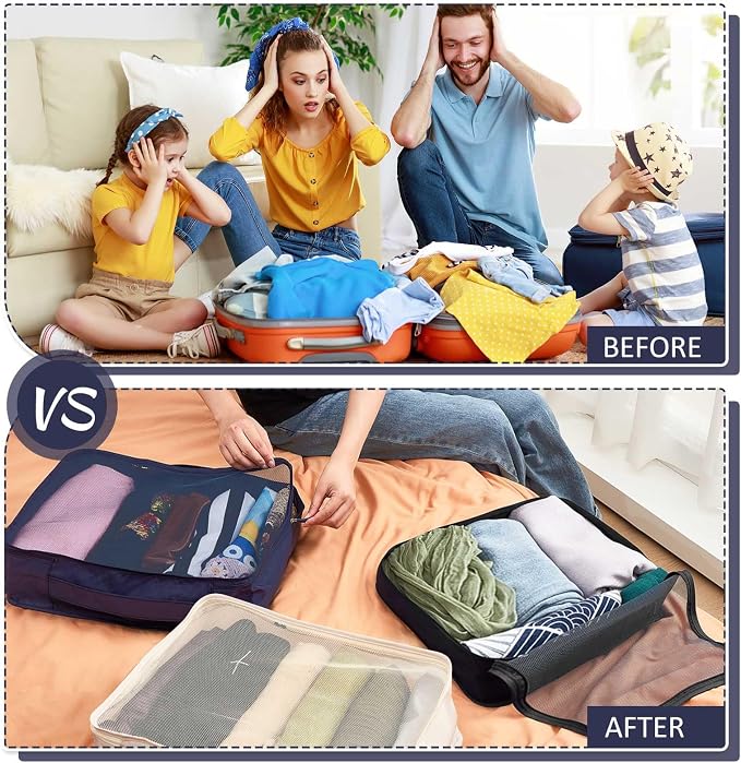 Silkfly 8 Pcs XL Packing Cube for Travel Luggage,Simple,Multicolor | 17.7 x 13 x 4.7, Same Size, Mix Color Suitcase Storage Organizer Set, Reusable Mesh Clothes Cube for Hiking Camp Family - Image 5