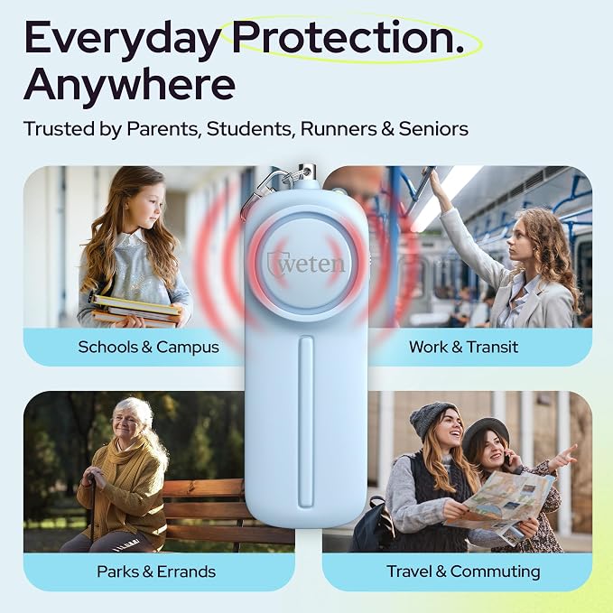 Personal Safety Alarm Keychain for Women, 130dB Panic Pin Siren, Blue | LED Light, Self-Defense Protection Device, Emergency Whistle Alternative for College, Travel, and Night Walk - Image 6