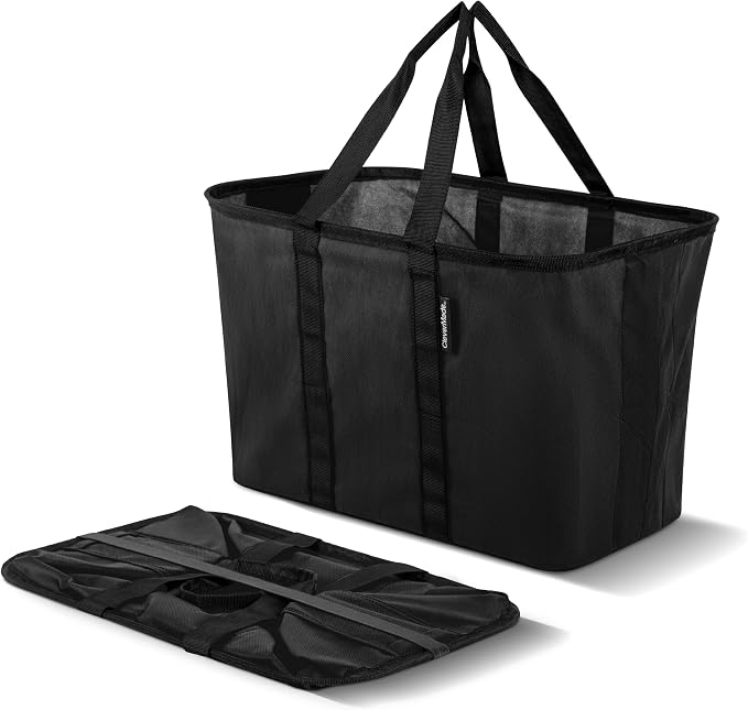 CleverMade EcoBasket Collapsible Grocery Tote, 30L Structured Tote Bag | Load Groceries Without the Bag Collapsing | The Structured Frame Stays Open, Then Folds to 1 Inch for Compact Trunk Storage by CleverMade