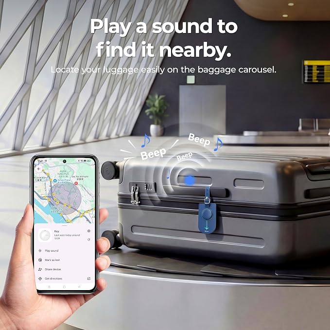 MiLi Smart Bluetooth Luggage Tracker Tag for iOS & Android | Works with Apple Find My & Google Find Hub, Anti-Lost Leather Travel Locator for Suitcase, Backpack & Gear, Blue - Image 7