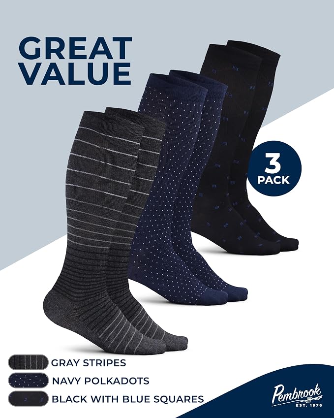 Pembrook Cotton Light Compression Socks for Women & Men - 3 Pairs | 8-15 mmHg Comfort Compression Socks for Men & Women - Image 5