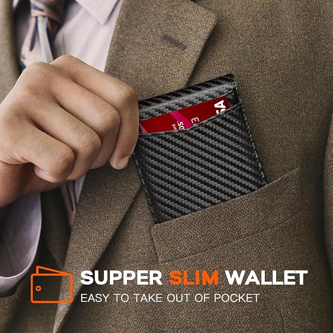 RUNBOX Wallet for Men Slim Leather Bifold RFID Blocking Minimalist Front Pocket Design with Gift Box | Minimalist Front Pocket Design, Holds 8 Cards, RFID Protection, Gifts for Men on Birthdays, Father’s Day, and Christmas - Image 4