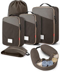 BAGSMART Compression Packing Cubes with Fillable Neck Pillow for Clothes | 1 Wearable Neck Pillow & 5 Travel Bags to Avoid Baggage Fees, Durable, Tear Resistant Washable Taslan Fabric with Card Slots by BAGSMART