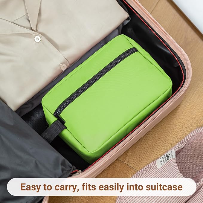 Elviros Travel Toiletry Bag for Women and Men,Lightweight Makeup Bag Hanging Dopp Kit with Shaving Compartment Cosmetic Organizer Small Tool Bag Travel Essentials,Gifts for Men & Women(Neon Green) - Image 7