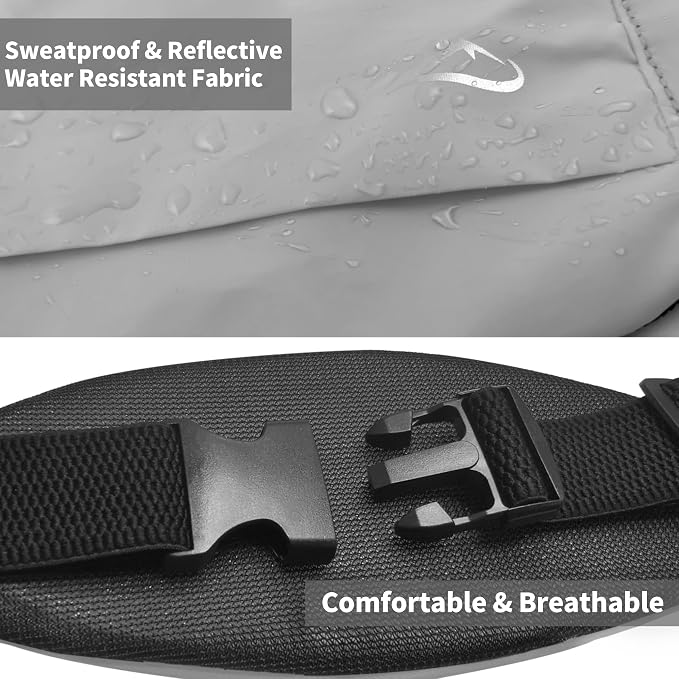 Running Fanny Pack Whole Bag Reflective, Running belt for Women &Men,Sweatproof Phone Holder Workout, Running Waist Pack(grey) - Image 5