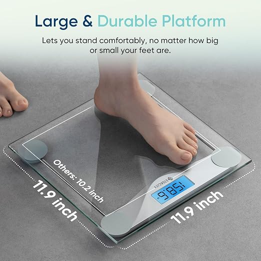 Etekcity Digital Body Weight Bathroom Scale, 6mm Tempered Glass, 400 lbs | Large Blue LCD Backlight Display, High Precision Measurements for Home Bathroom Use - Image 4