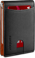 RUNBOX Slim Wallet for Men Genuine Leather RFID Blocking Bifold Minimalist Front Pocket Mens Wallet with Money Clip Thin Gift Box by RUNBOX