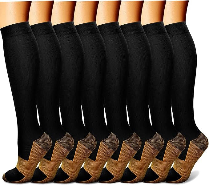 CHARMKING Compression Socks for Women & Men Circulation (8 Pairs) 15-20 mmHg Best Calf Socks Support for Athletic Cycling by CHARMKING