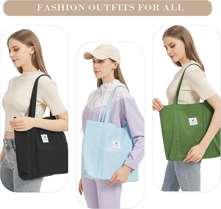 TeeYee Women Tote Bag Foldable Shoulder Bag for Travel Work | Solid Color Shopper,Lightweight & Portable,Wide & Reinforced Handles,Multi-Purpose Use,Soft & Sturdy,Machine Washable - Image 8