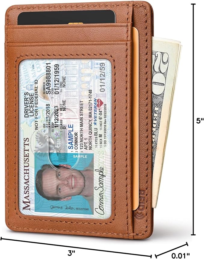 Buffway Slim Wallet for Men Women Minimalist Small Leather Front Pocket Wallets with RFID Blocking and Gifts Box - Bassa Brown - Image 9