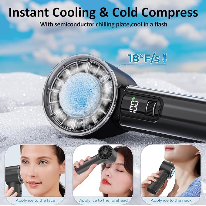 Handheld Fan with Ice Cooler, Mini Portable Fan Rechargeable, 18Hrs Cooling, 0-100 Adjustable Speed, Small Yet Powerful, Personal Hand Fans for Travel, Beach, Outdoor, Makeup, Gifts for Women - Image 2