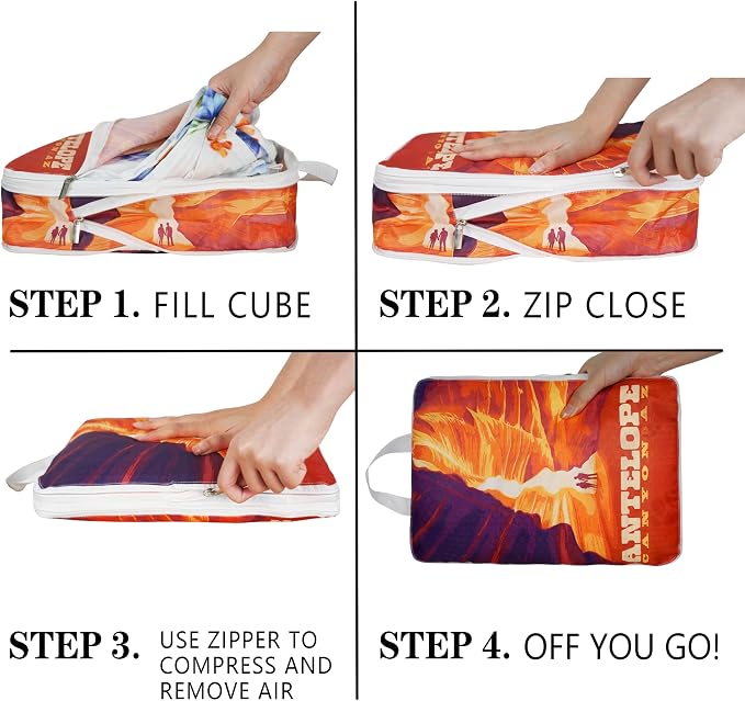 Compression Packing Cubes for Travel, 6 Set National Park Luggage Organizers, Lightweight Waterproof Expandable/Compression Bags Smell Proof Travel Packing Cubes for Suitcases - Image 5