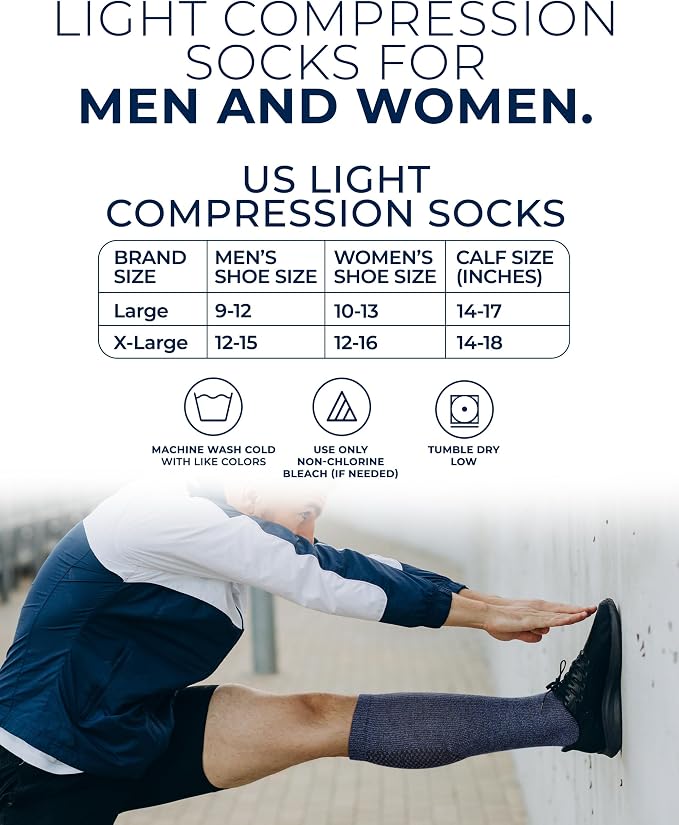 Pembrook® Light Compression Socks for Men & Women - 3 Pairs | 8-15 mmhg Compression Dress Socks for Men | Support Socks - Image 6