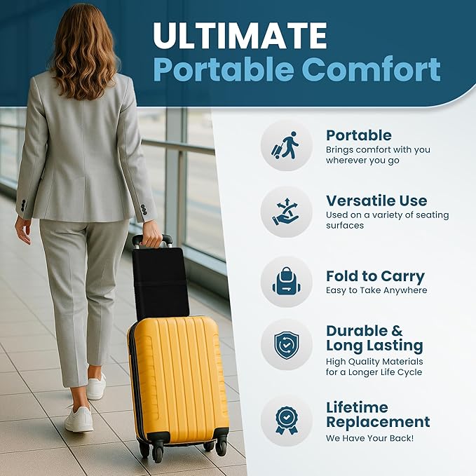 ComfiLife Ergo-Gel + Comfort Foam Airplane Seat Cushion – Travel Seat Cushion – Compact, Foldable, Portable Comfort - Image 3