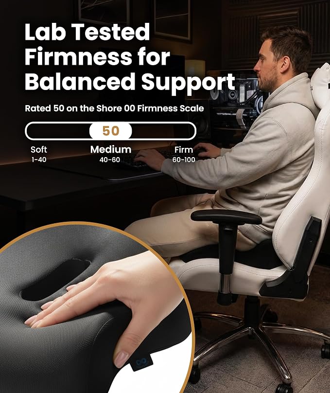 Everlasting Comfort Doctor Recommended Memory Foam Seat Cushion for Office Chairs & Car - Ergonomic Office Desk Accessories - Cushions for Tailbone Pain Relief, Sciatica (Dark Gray, Large) - Image 6