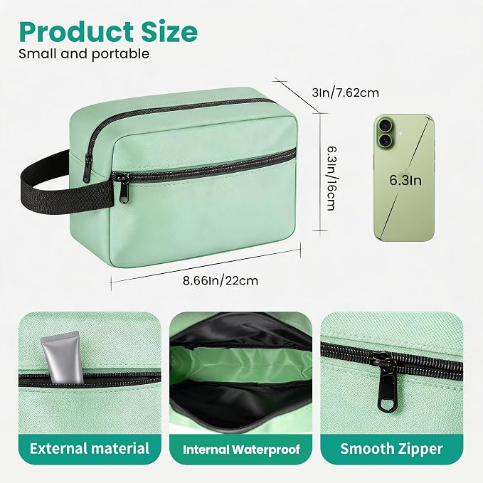 Travel Toiletry bag for Women and Men,Small Cosmetic Bag Hanging Lightweight Makeup Bag Small Tool Bag Travel Organizer accessories for Women Men - Avocado Green - Image 3