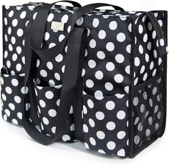 TOPDesign Utility Water Resistant Tote Bag with 13 Pockets, Top Zipper Closure & Thick Bottom Support, for Working Women by TOPDesign
