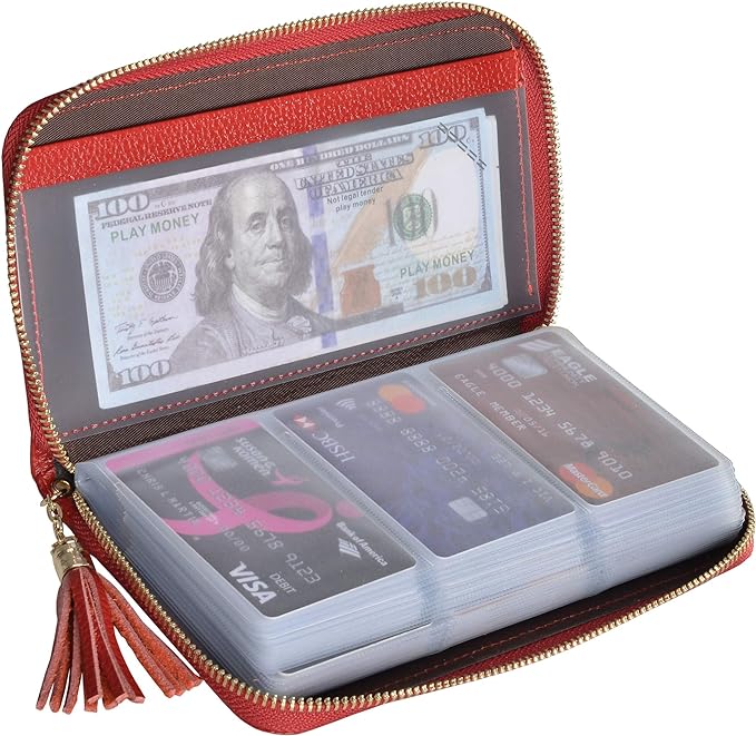Easyoulife Credit Card Holder Wallet Womens Zipper Leather Case Purse RFID Blocking by Easyoulife