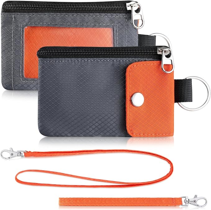 Artpaxy Minimalist Wallet For Mens Womens, Keychain RFID Blocking Zipper Small Wallet with ID Window 2 Lanyards,Water Resistant Travel Cash Card Coin Case Boys Girls by Artpaxy
