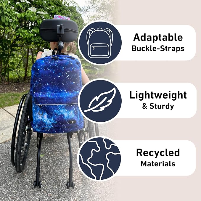 Fenrici Adaptive Backpack for Girls, Boys for All Abilities and Ages; Wheelchair Backpack with Adaptive Design; Perfect for Travel, School, and Everyday Adventure, Blue Galaxy - Image 5