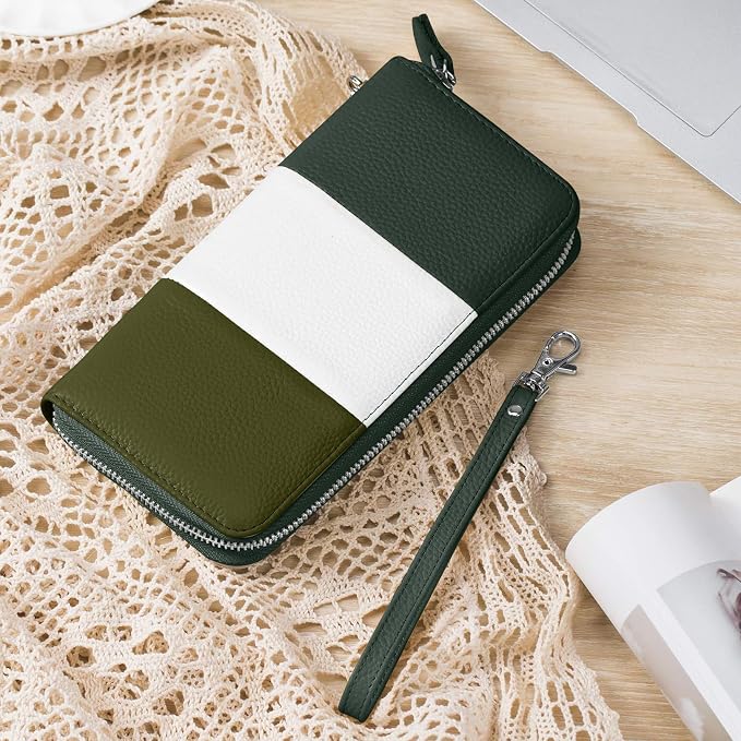 Moflycom Womens Wallet RFID Blocking Genuine Leather Multi Credit Card Large Capacity Zip Around Clutch Travel Purse Wristlet - Image 4
