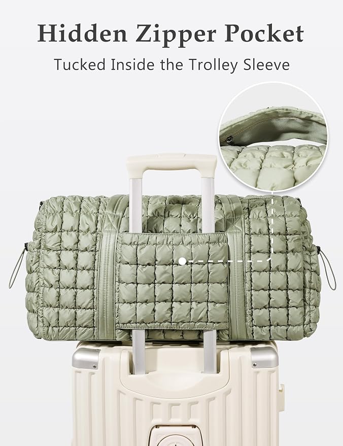 Quilted Travel Duffle Bag Puffer Weekender Bag Overnight Bag Duffel Gym Bag | Medium Soft Puffy Carry-On for Women, Large Lightweight Personal Item Travel Bag for Trips Business Sport Airplane Hospital - Image 4