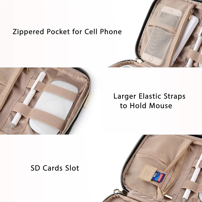 BAGSMART Large Electronics Travel Organizer Case for Wome, Polyester, Black | Cord Organizer, Cable Organizer Bag, Travel Tech Organizer, Travel Accessories for Women - Image 4