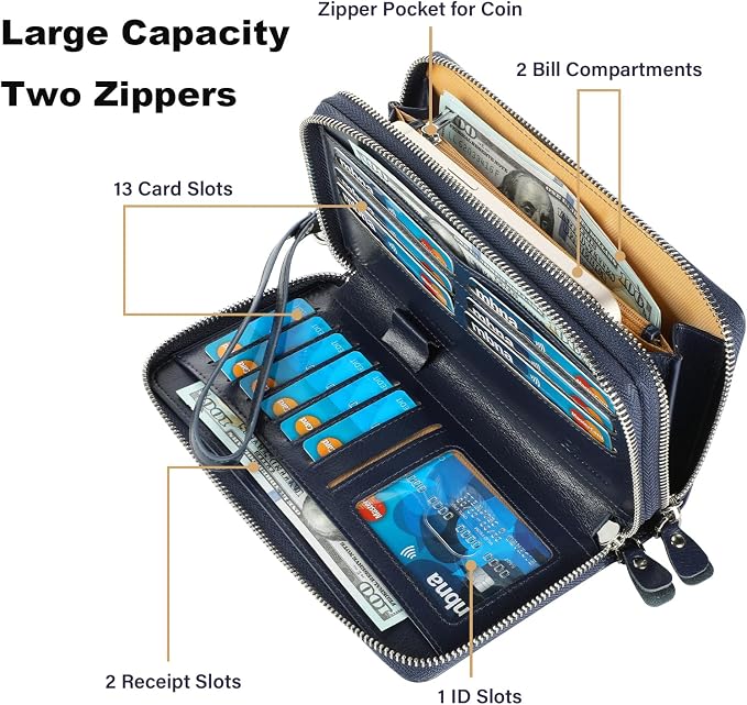 Small Compact Women Wallet RFID Blocking Genuine Leather Bifold Purse with ID Windows - Image 4