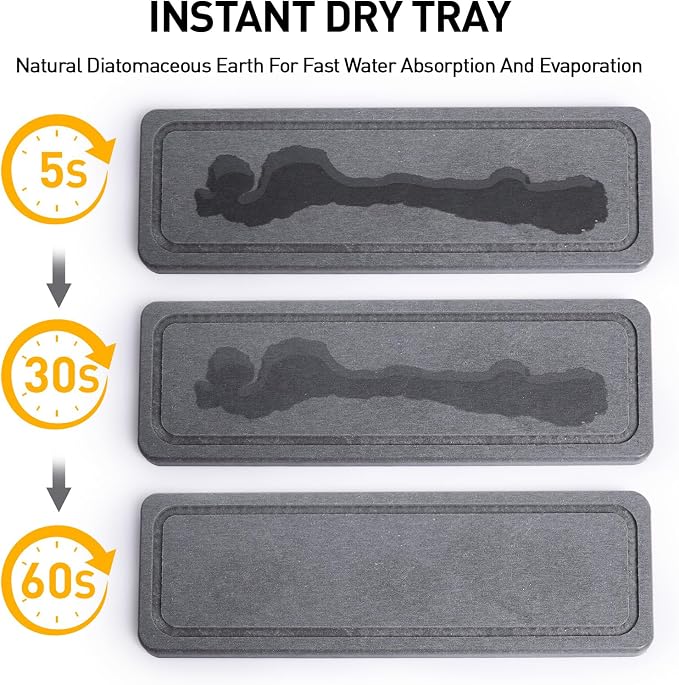 Cisily 10.62'' Sponge Holder for Kitchen Sink, Sink Caddy Organizer with High Brush Holder, Kitchen Countertop Organizers and Storage Essentials, Rustproof 304 Stainless Steel (Black with Stone Tray - Image 8
