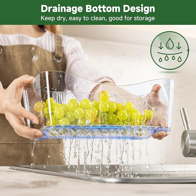 8-Pack Adhesive Pantry Organizers and Storage, Large Cabinet Door Organizer | 11.4" Long, Space Saving, Drain Bottom, Clear Plastic Storage Bins for Kitchen, Bathroom, Refrigerator, Countertop,Under Sink - Image 4