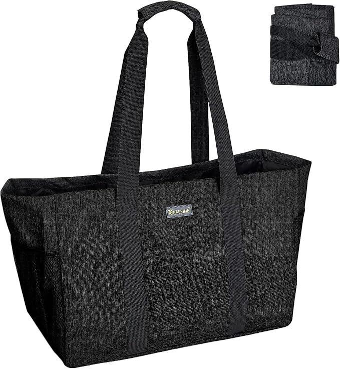BALEINE Soft 9 Gallon Extra Large Utility Tote, Foldable Reusable Storage Bag (Charcoal Black) by BALEINE