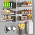 Magnetic Spice Rack for Refrigerator, 10 Pack 100% Metal Strong Magnet Shelf, Moveable Spice Organizer W/ Adjustable Paper Towel Holder, Hook Rack & Utensil Caddy, Home Kitchen Laundry Storage, Grey by DTUQYX
