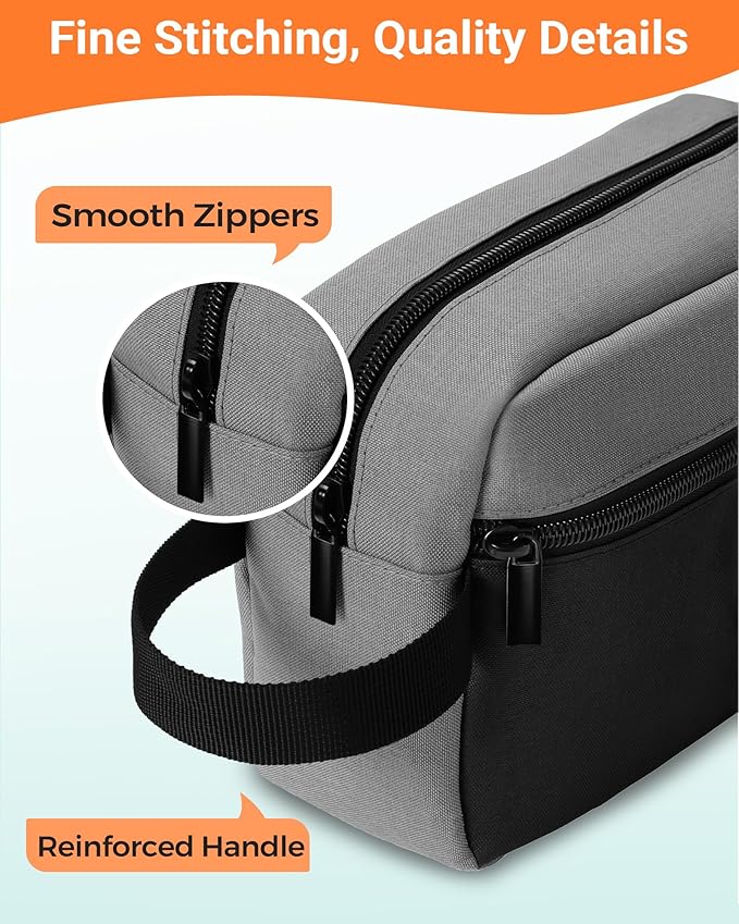 Elviros Travel Toiletry Bag for Men Hanging Toiletries Dopp Kit Small Bathroom Hygiene Tool and Medicine bag for Traveling Essential Shaving Pouch,Gifts for Men(Grey&Black) - Image 5