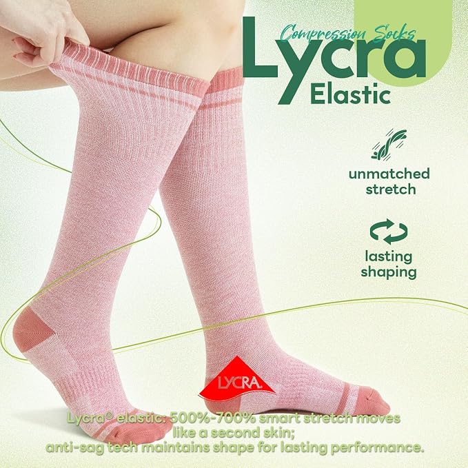 Compression Socks Women & Men, 15-20 mmHg Bamboo Viscose Knee High Soft Support for Flying Travel Daily - Image 4