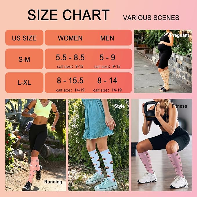 4 Pairs Compression Socks for Women Circulation-Best Support for Nurses,Running,Athletic,Travel - Image 6