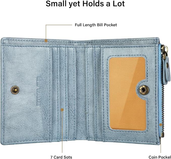 Ultra Thin Small Compact Leather Womens Girls Wallets RFID Blocking Credit Card Holder for Women - Image 4