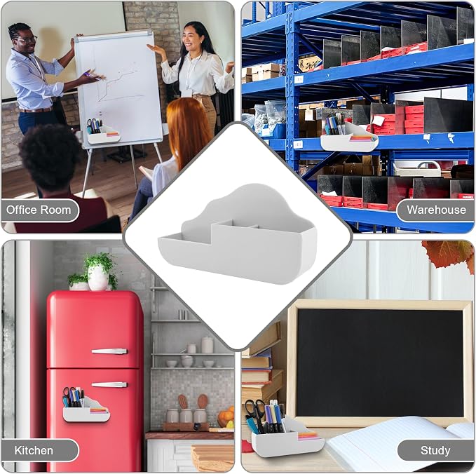 KITANIS Cloud Style 3 Compartment Magnetic Dry Erase Marker Holder, Pen Pencil Organizer for Refrigerator, Whiteboard, Locker Accessories - Image 7