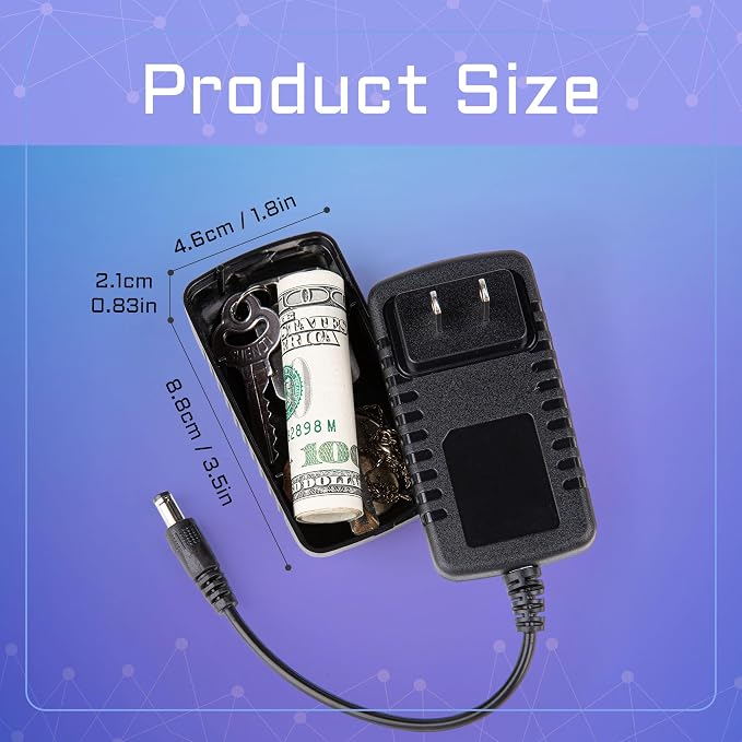 Plug Storage Realistic Looking Charger with Storage Hiding Places for Valuables Charger Diversion Safe, Black - Image 2