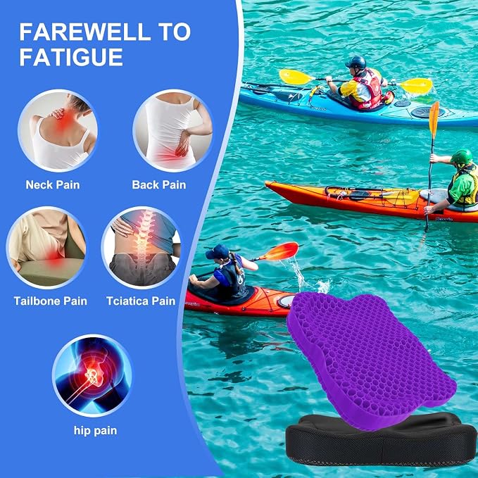 Thicken 19.7in Seat Cushion, Gel Seat Cushion for Long Sitting–Office Chair, Wheelchair, Car Pad, Large Cooling Support Pad for Back Pain, Sciatica, Tailbone Pain Relief - Image 5