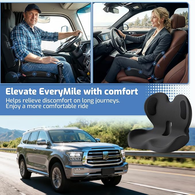 Seat Cushion,Memory Foam Chair Cushion for Office and Car,Ergonomic Coccyx Seat Cushion for Tailbone,Sciatic Nerve,Lower Back Pressure Relief,Lumbar Support Pilow for Office,Car,Truck,Desk Chair - Image 5
