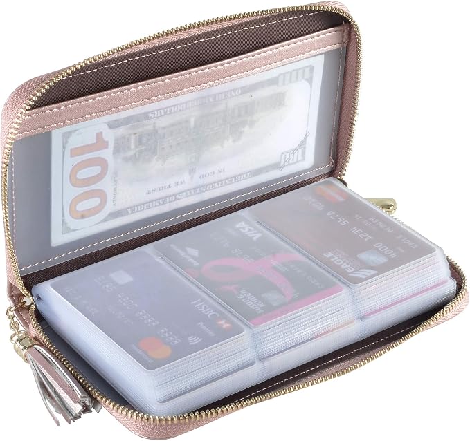 Easyoulife Credit Card Holder Wallet Womens Zipper Leather Case Purse RFID Blocking by Easyoulife
