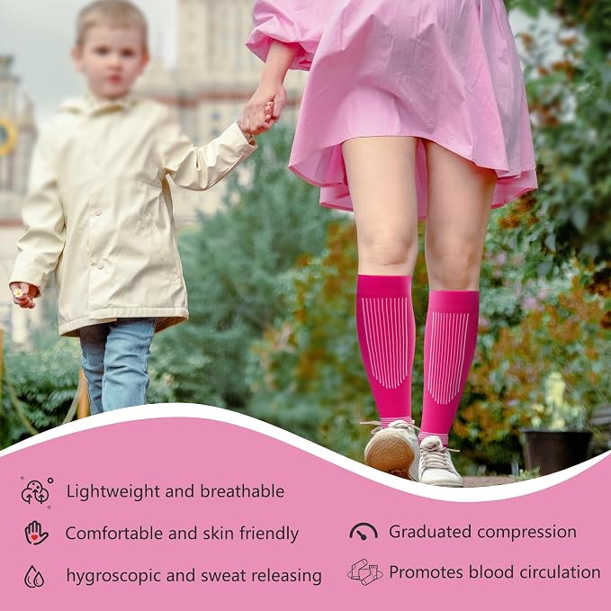 fenglaoda Compression Socks Women Men 4 Pairs, Knee High Support Socks for Running, Sports, Travel, Flight, Nurse - Image 7