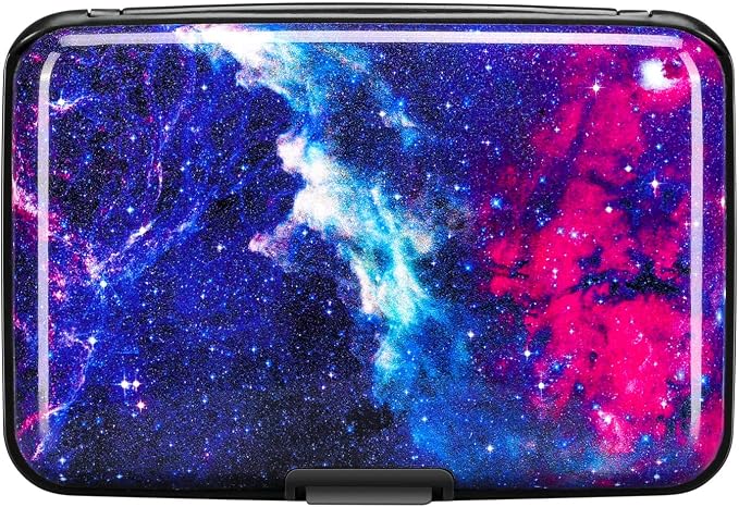RFID Blocking Credit Card Protector Aluminum ID Case Hard Shell Business Card Holders Metal Wallet for Men or Women (Starry Sky) | RFID Blocking Credit Card Protector Aluminum ID Case Hard Shell Business Card Holders Metal Wallet for Men or Women by ELFISH