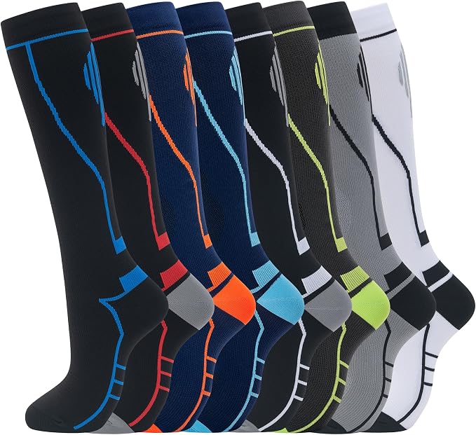 hello momoya Compression Socks for Women Men Circulation Knee High 8 Pairs for Nurses, Running, Travel, Athletic by HELLOMOMOYA