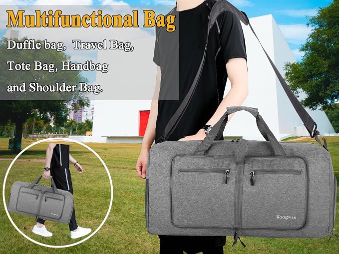 Woogwin Travel Duffel Bag Large Foldable Waterproof Overnight Bag for Beach Swim Bags Pool Sports Gym - Image 6