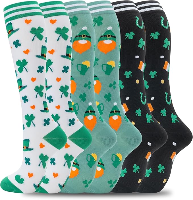 fenglaoda Compression Socks for Women Men Support Circulation 6 Pairs Socks For Nurse, Travel, Flight by fenglaoda
