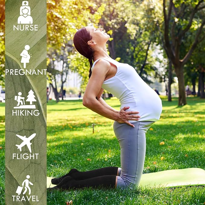 BRISIRA Coolmax Cooling Compression Socks for Women 2 Pairs Knee High 15-20 mmHg Arch Support for Nurse Pregnancy Flying | 2 Pair, Arch Support, Anti Blister, Breathable, Moisture Wicking, Cushioned, Flying, Nurses, Pregnancy, Travel - Image 5