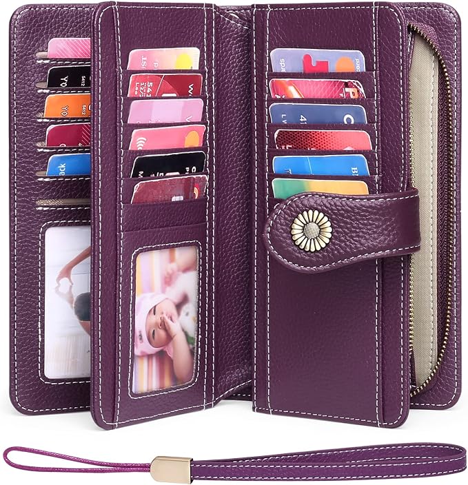 Wallets for Women Trifold Wristlet Wallets Large Capacity RFID Blocking Ladies Purse Credit Card Holder - Image 2