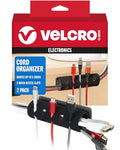 VELCRO Brand Cord Organizer for Desk & Nightstand, 5 Cable Slots with Sleeve Routing, Adhesive Wire Holder for Cord Management, Home, Workshop, Gaming & Office Essentials, Black 2 Pack by VELCROBrand