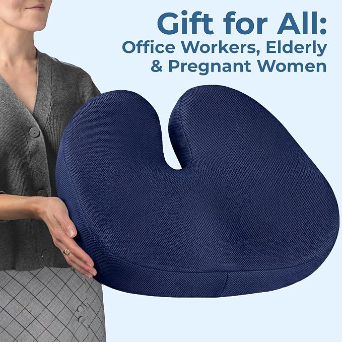 5 STARS UNITED Seat Cushion - Memory Foam Chair Cushion for Tailbone Pain Relief - Ergonomic Support for Coccyx, Sciatica & Butt - Office, Desk & Gaming Chair, Car Seat, Wheelchair, Blue Mesh - Image 7